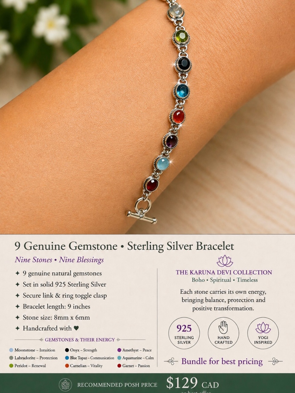 Sterling Silver Multigemstone Bracelet - Rainbow